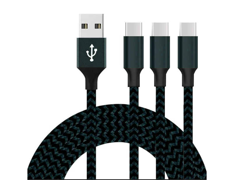 WIWU 3Packs USB Type C Cable Nylon Braided Phone Cable iPad Air 4 iPad 8 USB Cord - Navy