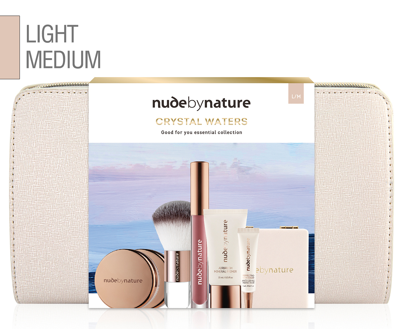 Nude by Nature Crystal Waters Good For You Complexion & Lip Essentials Set  - Light Medium | Catch.com.au