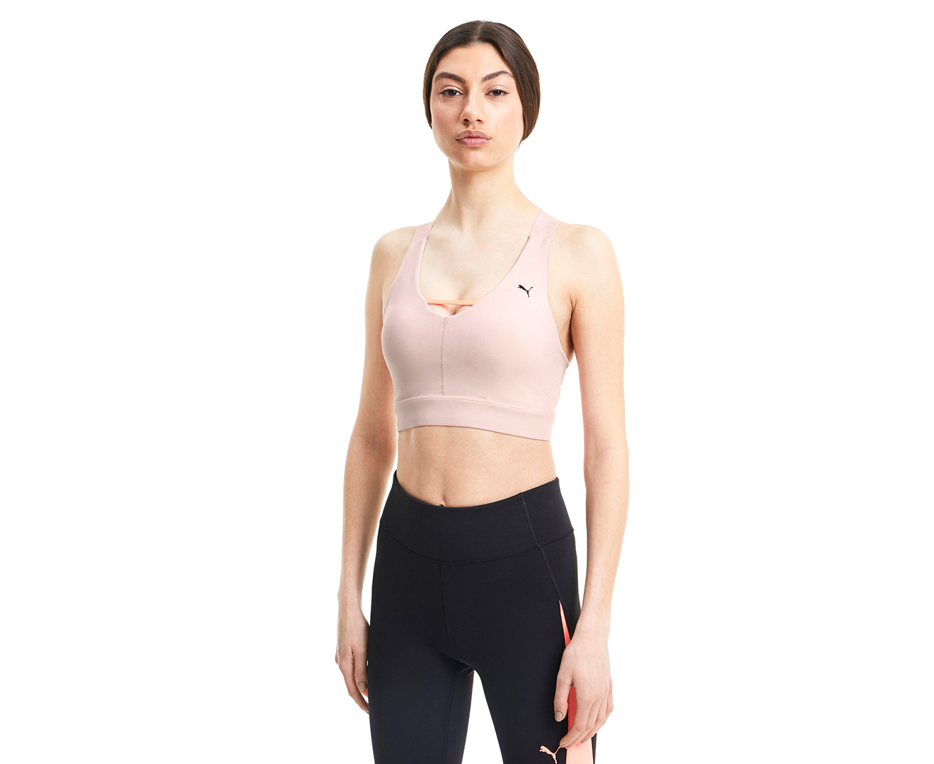 PUMA Women's Mid Impact All-in Long Line Bra, Puma Black