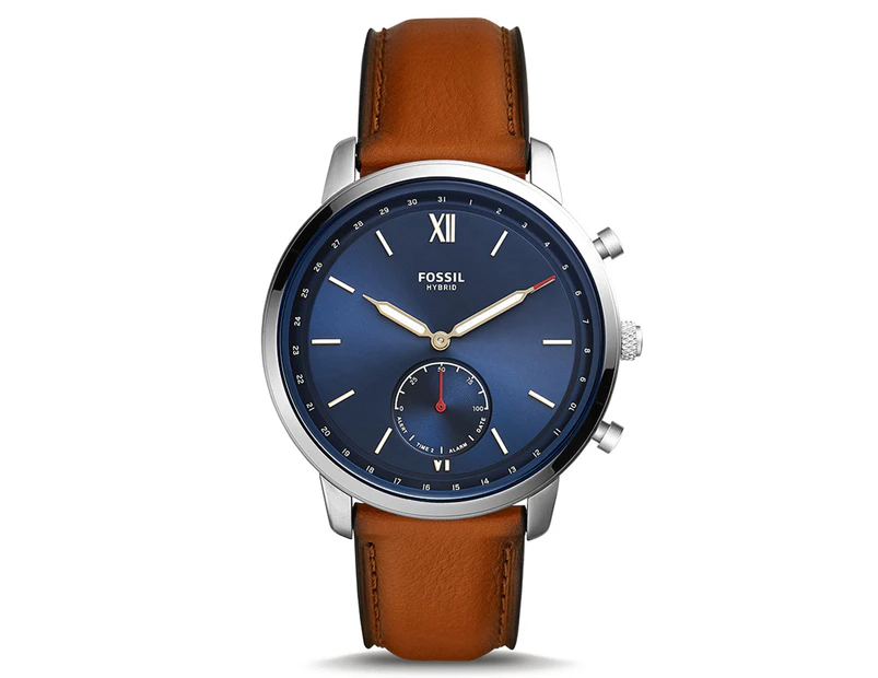 Fossil 44mm Neutra Hybrid Leather Smartwatch - Blue/Brown
