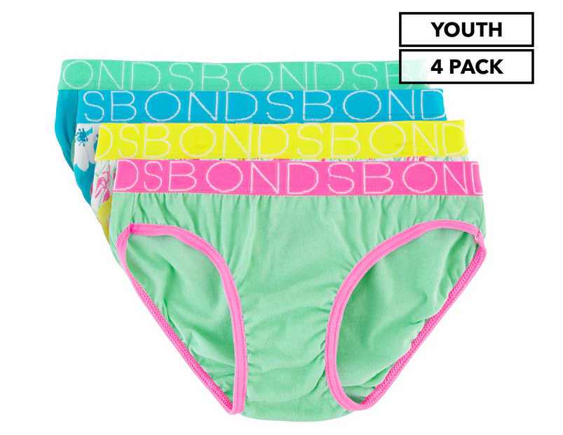 Bonds Youth Girls' Bikini Briefs 4-Pack - Multi