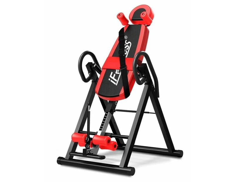 iFitness Inversion Table Gravity Back Stretcher Foldable Home Fitness Gym Equipment Red