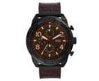 Fossil Men's 50mm Bronson Two Tone Chronograph Leather Watch - Brown 1