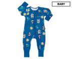 Bonds Baby Boys' Zip Wondersuit - Blue Print