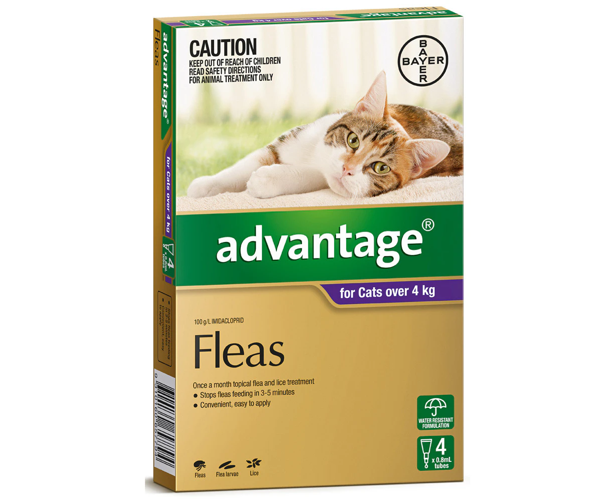 Advantage Spot-On Flea Control Treatment for Cats over 4kg - 4-Pack