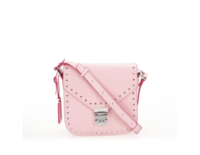 MCM Preloved Studded Patricia Leather Crossbody Bag Womens Pink - Designer - Pre-Loved