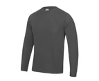 AWDis Just Cool Mens Long Sleeve Cool Sports Performance Plain T-Shirt (Charcoal) - RW684