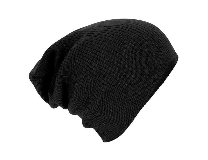 Beechfield Unisex Slouch Winter Beanie Hat (Black) - RW247