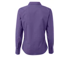Premier Womens Poplin Long Sleeve Blouse / Plain Work Shirt (Purple) - RW1090