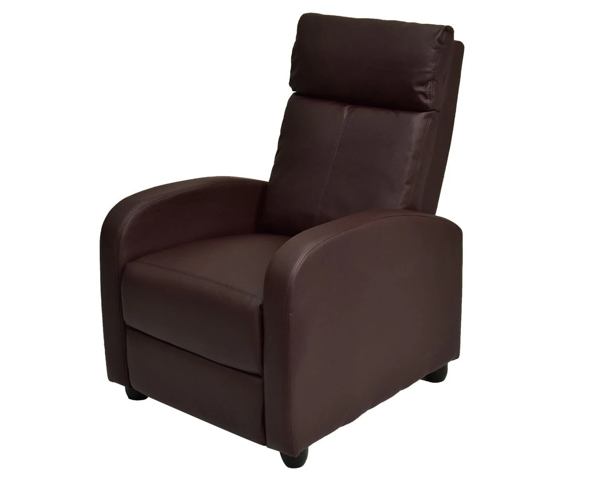 Single Adjustable Sofa Recliner Chair Home Theater Seating PU Leather -Brown