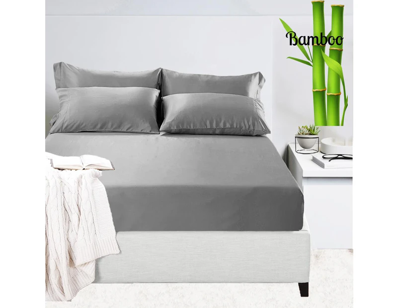 Luxury 1200TC Organic Bamboo Cotton Sateen Fitted Sheet Set Silver Queen , King , Mega Queen , Mega King Size Bed HypoAllergenic
