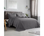 Queen King Size Bed Chic Embossed Coverlet Bedspread Set Comforter Quilt Ash Grey Charcoal