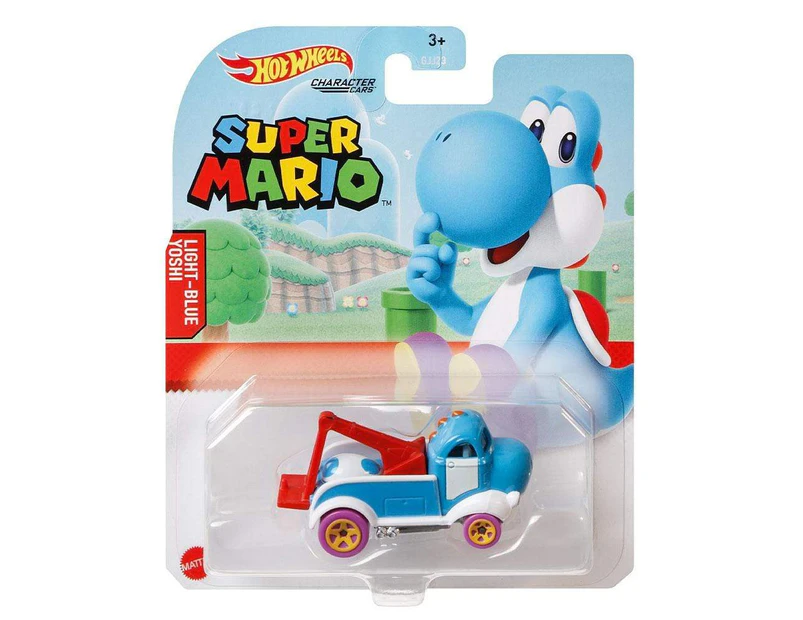 Hot Wheels Super Mario Light Blue Yoshi Character Car