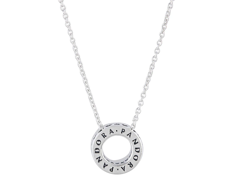 Pandora Logo Pavé Reversible Circle Collier Necklace - Silver