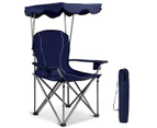 Costway Outdoor Camping Chair with Canopy Foldable Beach Arm Chair Sun Shade Folding Fishing Picnic w/Cup Holders