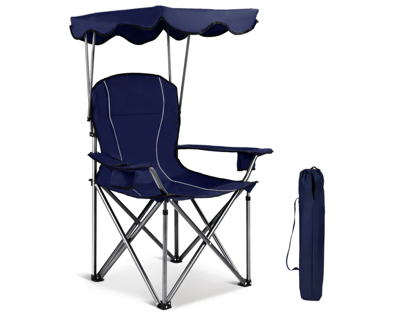 Canopy Chair Foldable W/ Sun Shade Beach Camping Folding Outdoor
