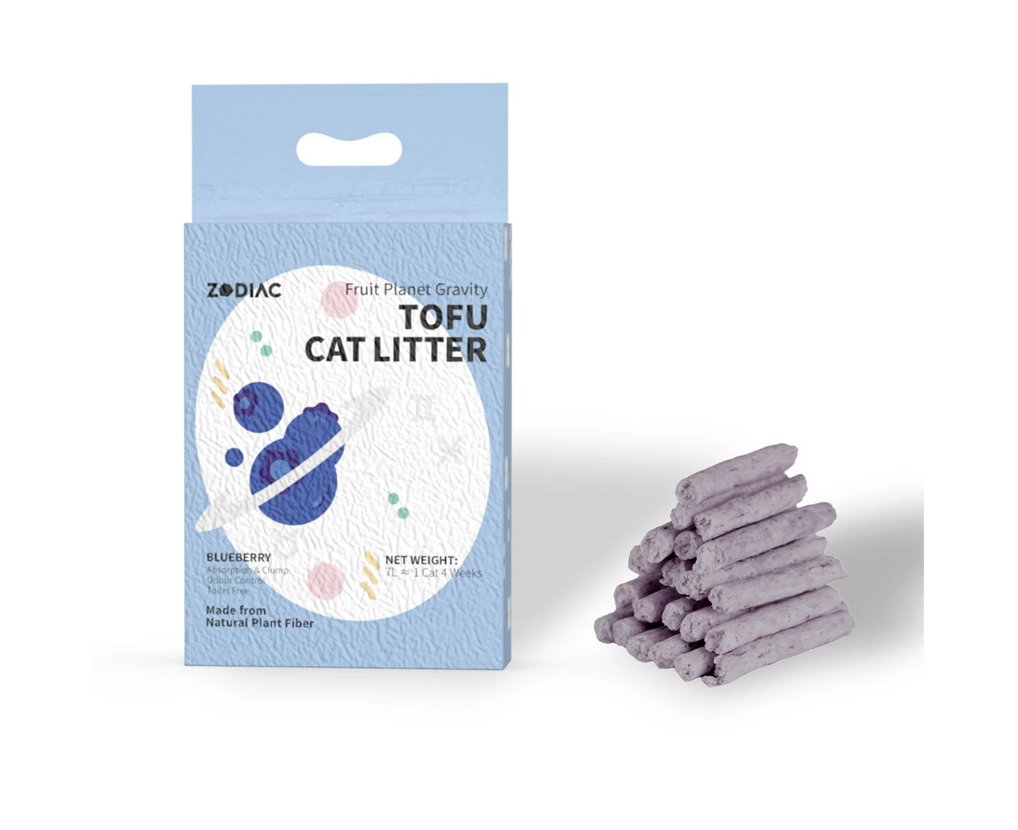 ZODIAC Fruity Biodegradable Flushable Tofu Cat Kitten Litter Blueberry