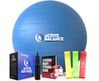 Epitomie Fitness Active Balance Exercise Ball with Resistance Bands & Hand Pump - Blue