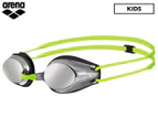 Arena Kids' Tracks Mirror Racing Goggles - Silver/Black/Fluro Yellow