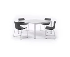 Litewall - Modern Boardroom Table  White Legs - Parchment 18mm Top