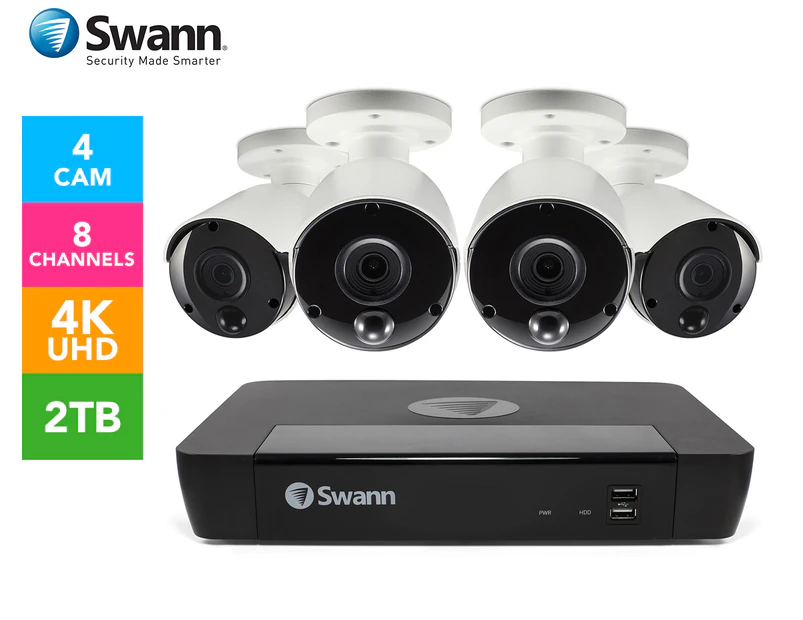 Swann SONVK-886804 8-Channel 4K Ultra HD NVR Security System w/ 4 Cameras