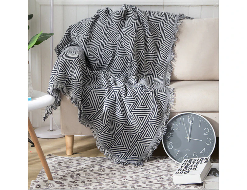 Cotton Knitted Blanket Geometry Pattern Sofa Bed Leisure Throw Rug 180x230cm