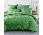 100% Cotton Green Diamond Pinch Pleated Pintuck Doona Quilt Cover Set