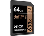 Lexar SD Card 64GB SDXC Professional 633x 95MB/s Class 10 V30 U3 UHS-I Camera Memory Card