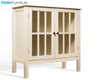HelloFurniture Bella Storage Cabinet w/ Glass Doors - Ivory