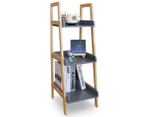 HelloFurniture Hilka 3-Tier Display Ladder Shelf - Grey/Wood