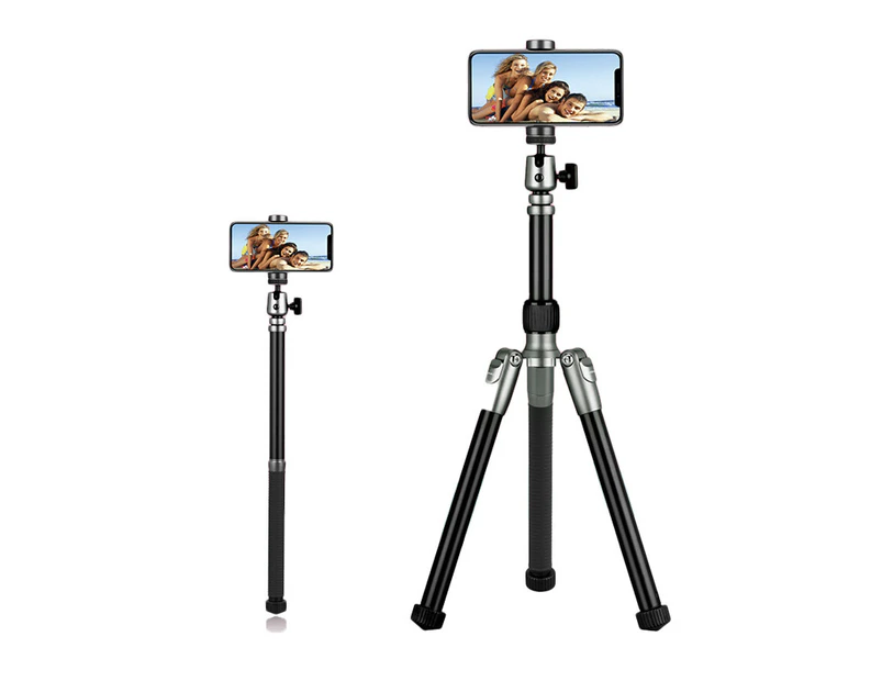 Phone Tripod Portable Adjustable Camera Selfie Stick For Live Broadcast/Photography/Selfie TRS7A-Gray