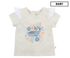Fox & Finch Baby Girls' Ocean Whale Tee / T-Shirt / Tshirt - Grey Marle