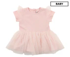 Fox & Finch Baby Girls' Ocean Stripe Spot Dress - Pale Pink