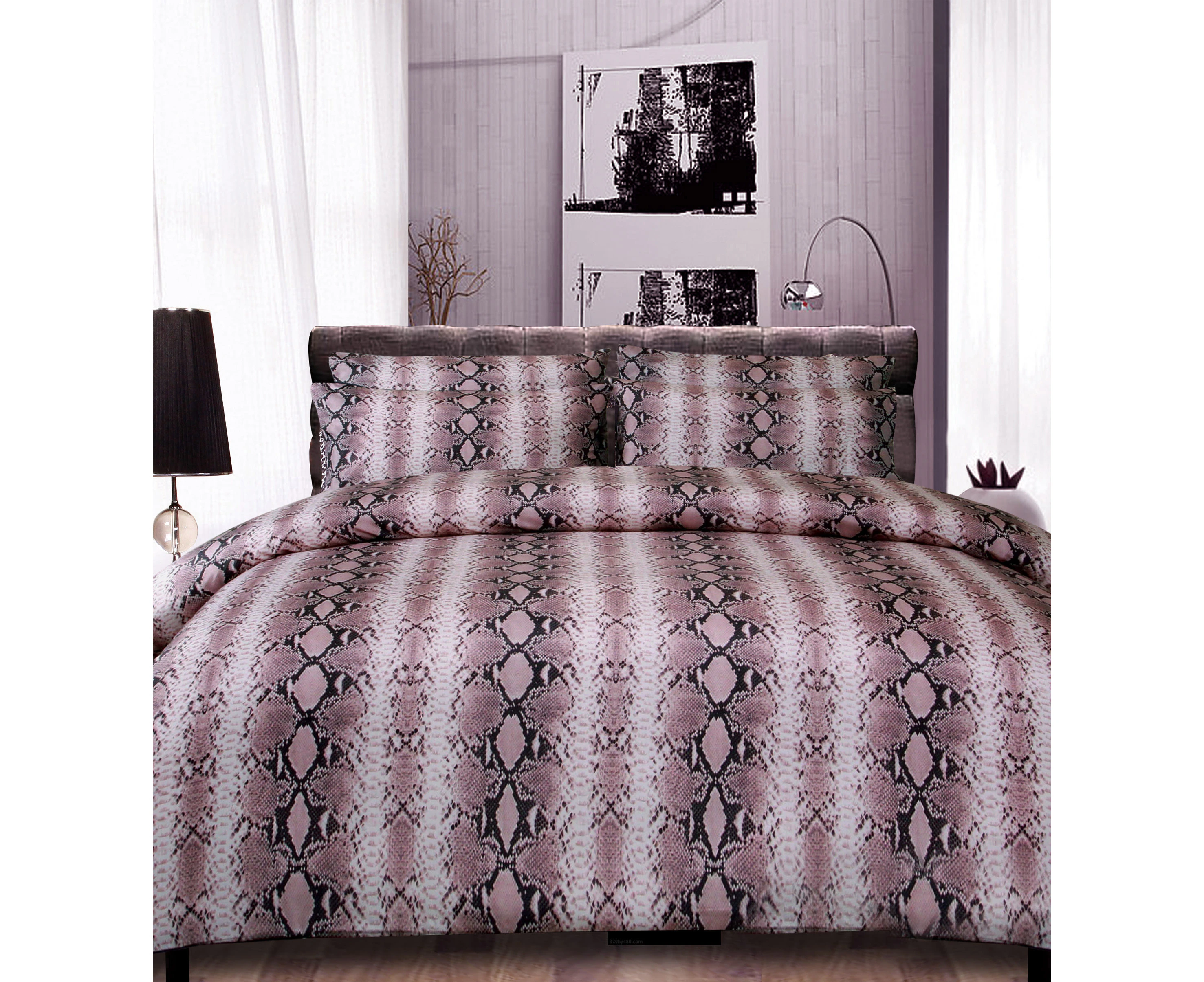 180TC Snake Skin Pink Quilt Cover Set