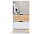 HelloFurniture Cassina Low Line 2-Drawer Display Cabinet - White/Oak