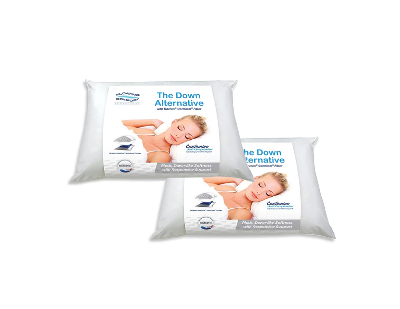 Twin Pack Adjustable Mediflow Floating Comfort Down Alternative Waterbase Pillows