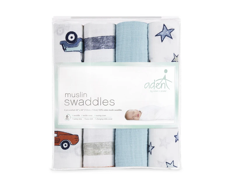 Aden Hit The Road Swaddles 4-pack by Aden+Anais
