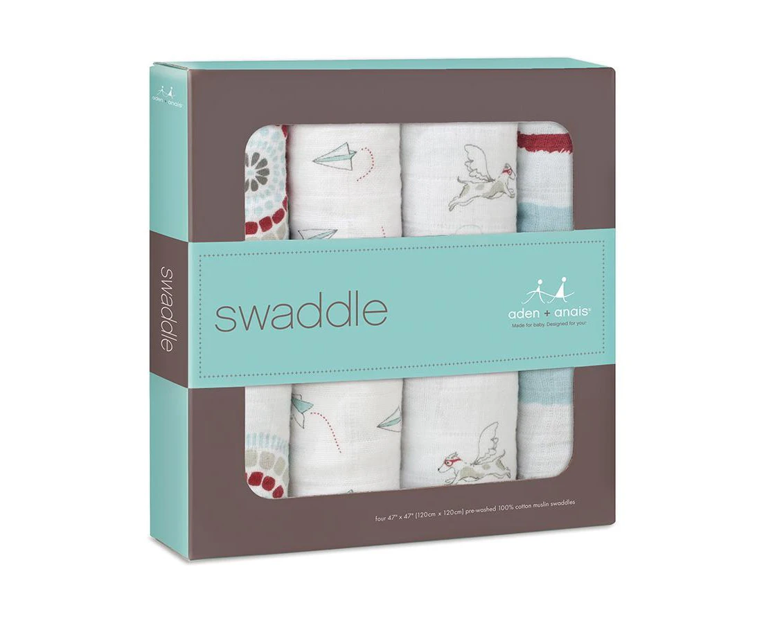 Aden + Anais Classic Swaddle Wraps 4pk - Liam The Brave Medallions