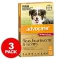 Advocate Fleas, Heartworm & Worms Treatment For Large Dogs 10-25kg 3pk 1