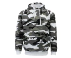 FIL Men's Military Camouflage Fleece Hoodie w Pockets - Grey Camo