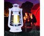 12 LED Vintage Retro Hurricane Lantern w Built-in Dimmer Switch Camping Pergola White