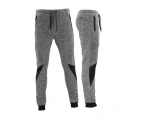 FIL Men's Skinny Jogger Gym Track Pants Zip Pockets Cuff Marle Sweat Pants - Light Grey