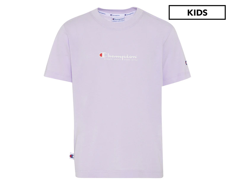 Champion Girls' Recycled Jersey Script Tee / T-Shirt / Tshirt - Lilac Lillies