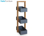 HelloFurniture Hilka 3-Tier Display Box Ladder Shelf - Grey/Wood