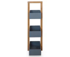 HelloFurniture Hilka 3-Tier Display Box Ladder Shelf - Grey/Wood