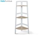 HelloFurniture Hawaii 3-Tier Display Ladder Corner Shelf Rack - White 1