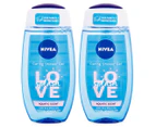 2 x Nivea Love Splash Caring Shower Gel Aquatic 250mL
