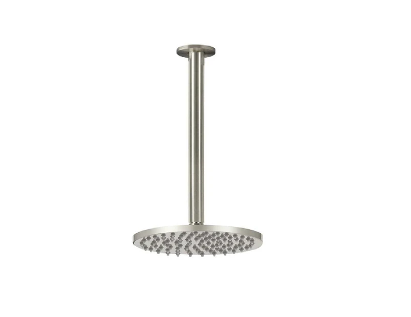 Meir Shower Round Ceiling 200mm Rose, 300mm Dropper Brushed Nickel MA0704-PVDBN