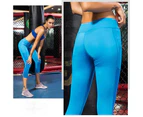 Adore Women Yoga Cropped Pants With Pocket Fitness Running Quick Drying Tight Pants 2087-Blue