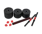 20kg Adjustable Rubber Dumbbell Set Barbell Home GYM Exercise Weights